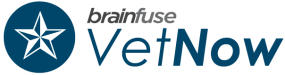 Brainfuse VetNow navy text database logo