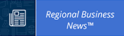 Regional Business News blue background with a newspaper outline