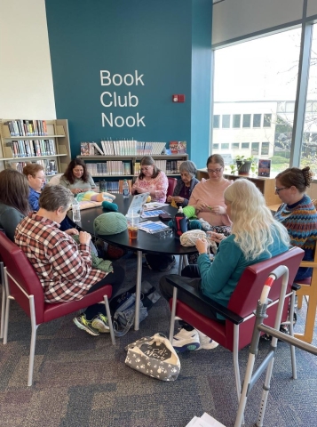 Members of the Yarnery Club at the Book Nook